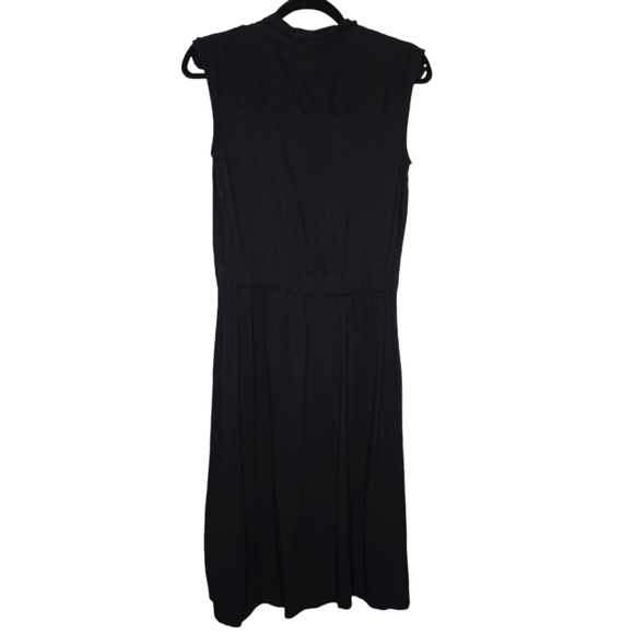 WHO WHAT WEAR Womens Black Button Up Collar Tie Belt Shirt Dress Size XS - Picture 3 of 13